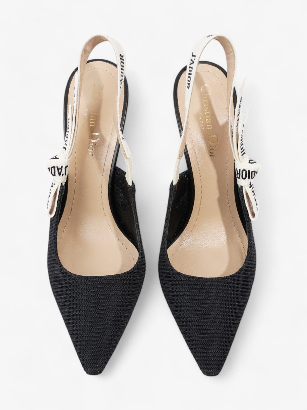 Christian Dior J'Adior Slingback Pump 100 Black / White Fabric EU 38.5 UK 5.5