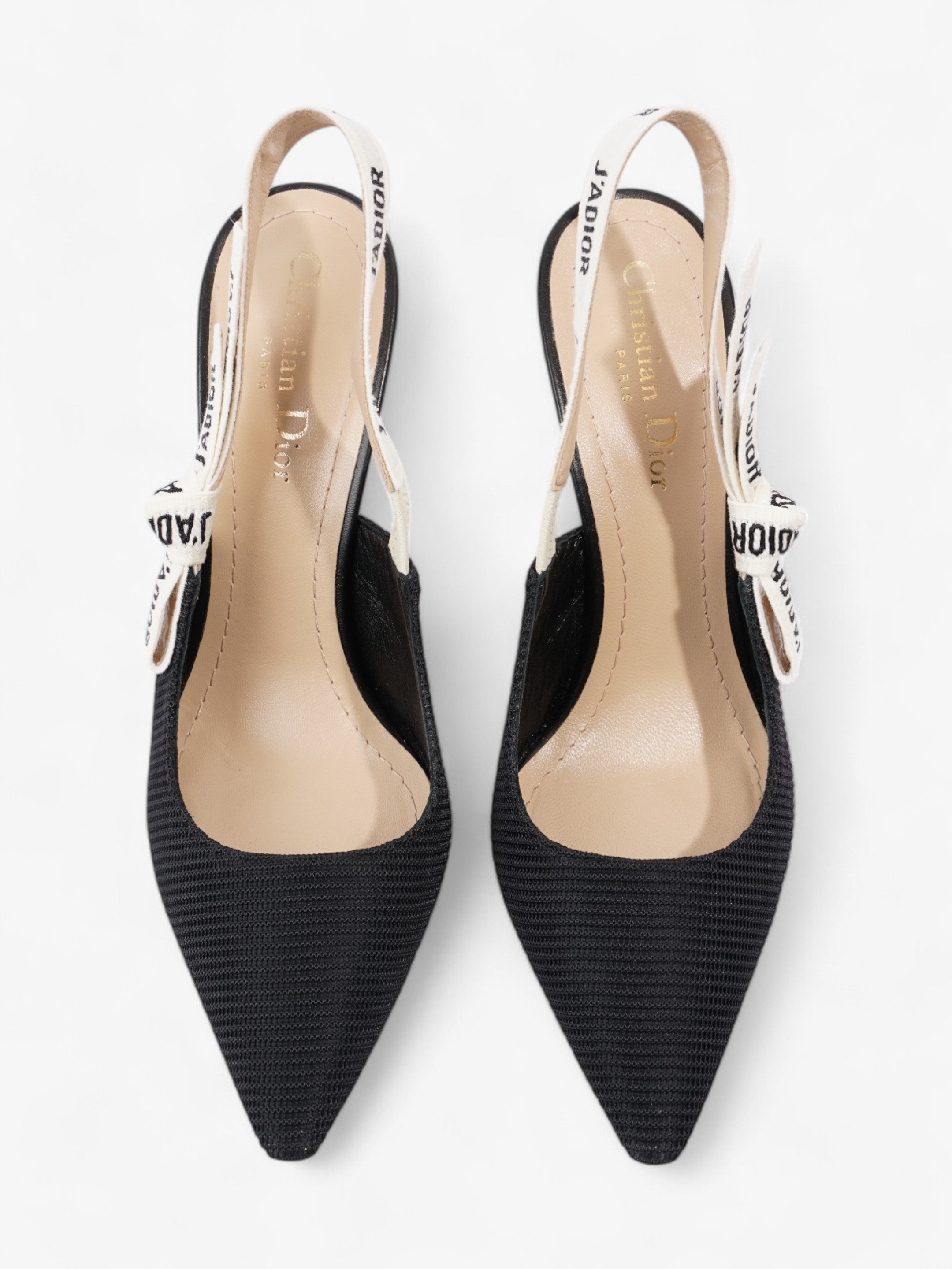 Christian Dior J'Adior Slingback Pump 100 Black / White Fabric EU 38.5 UK 5.5