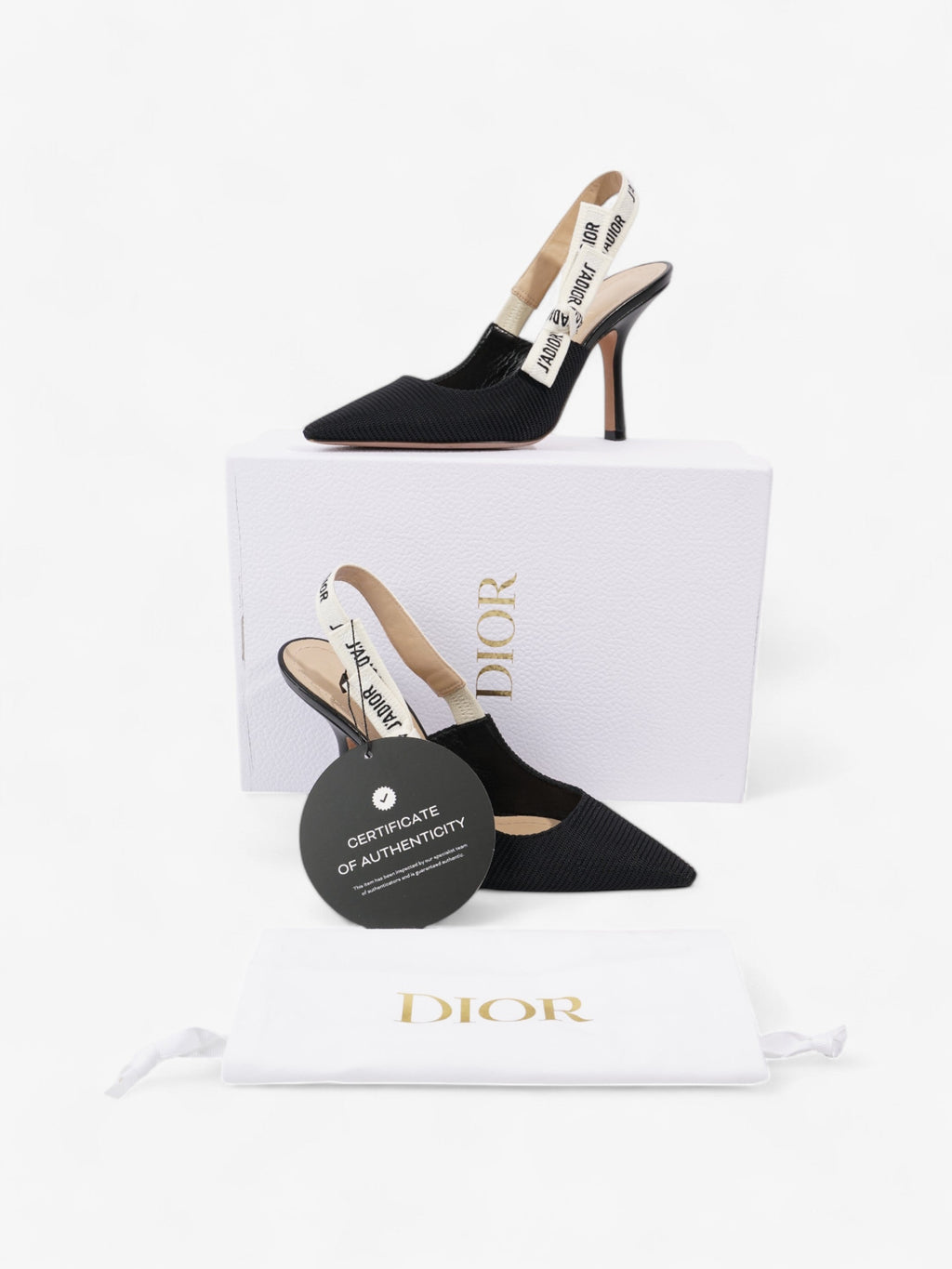 Christian Dior J'Adior Slingback Pump 100 Black / White Fabric EU 38.5 UK 5.5