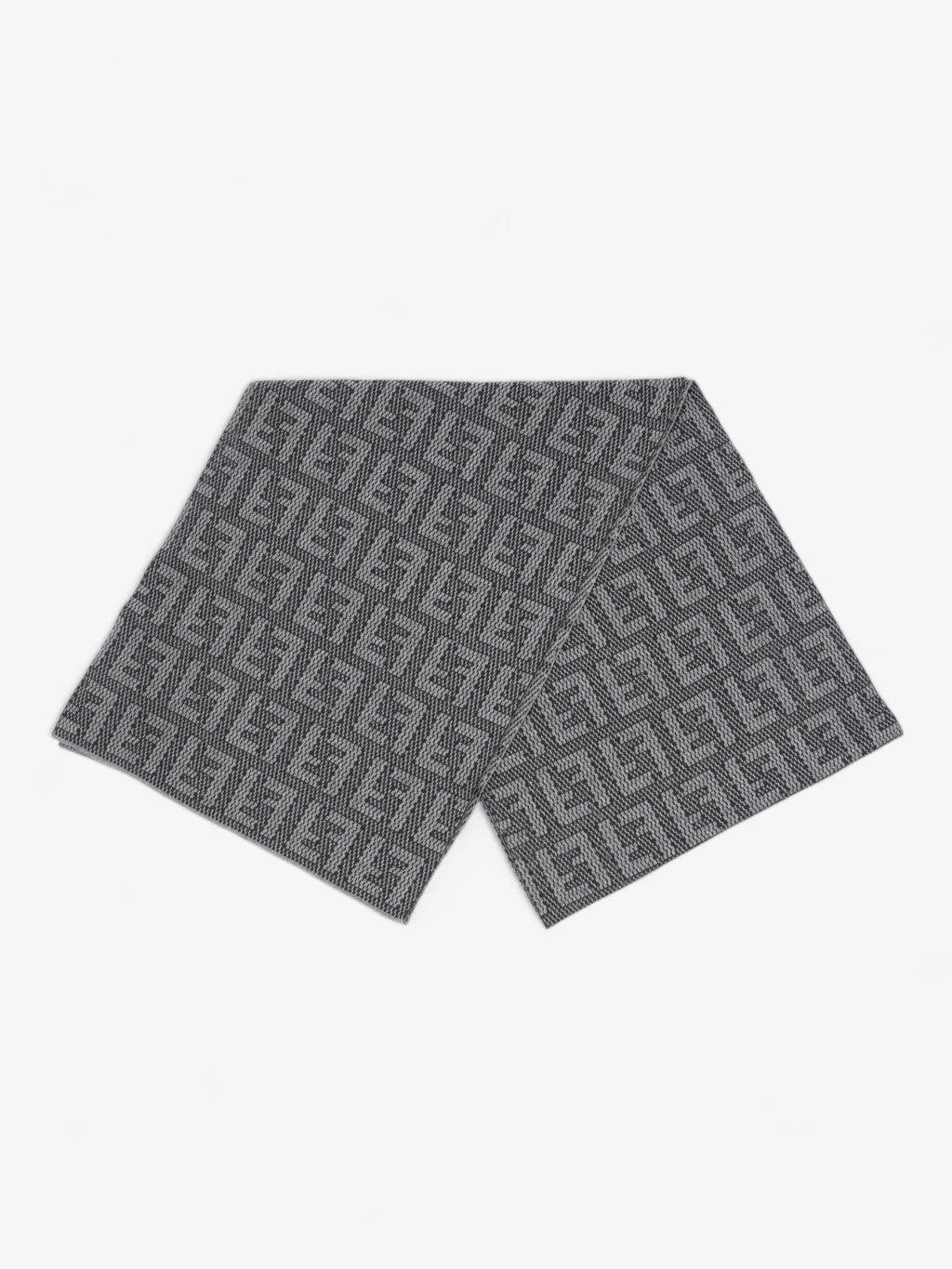 Fendi Logo Pattern Scarf Black / Grey Wool