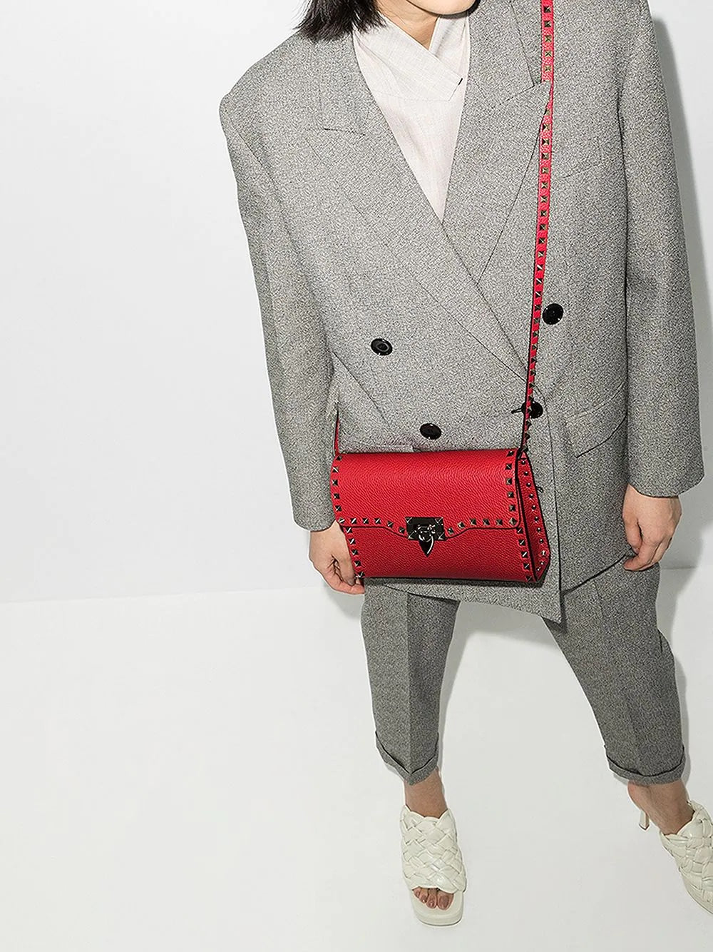 VALENTINO GARAVANI SMALL ROCKSTUD GRAINY CALFSKIN CROSSBODY BAG