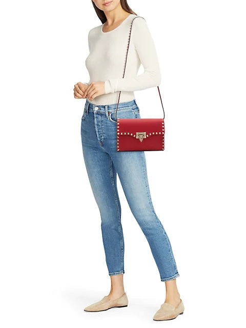 VALENTINO GARAVANI SMALL ROCKSTUD GRAINY CALFSKIN CROSSBODY BAG