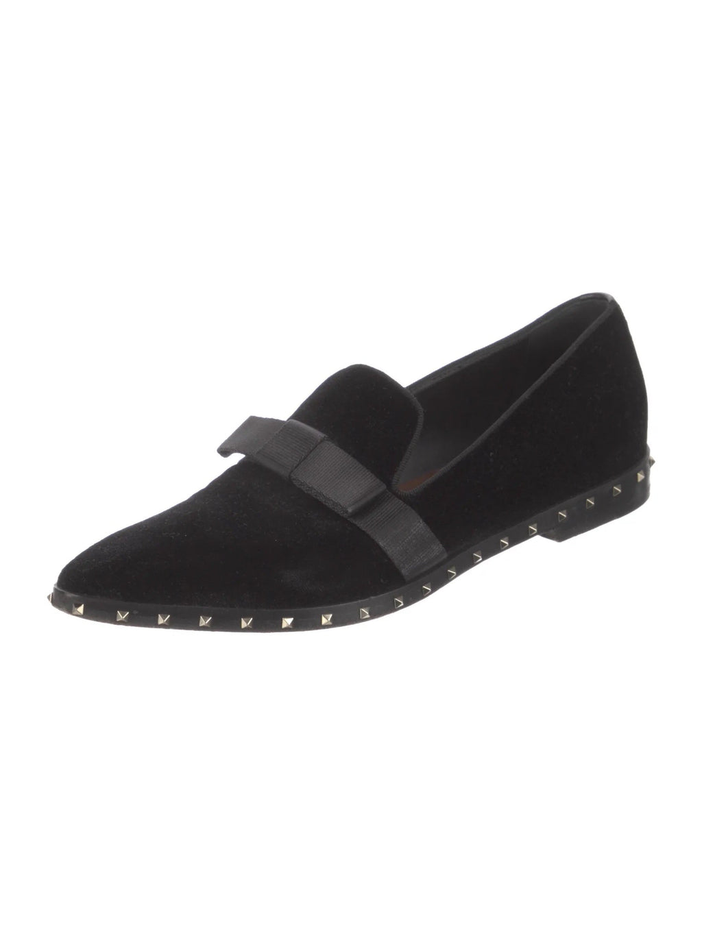VALENTINO SOUL STUD VELVET BOW LOAFERS