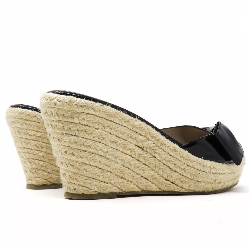 VALENTINO GARAVANI PATENT LEATHER BOW WEDGE ESPADRILLE MULES