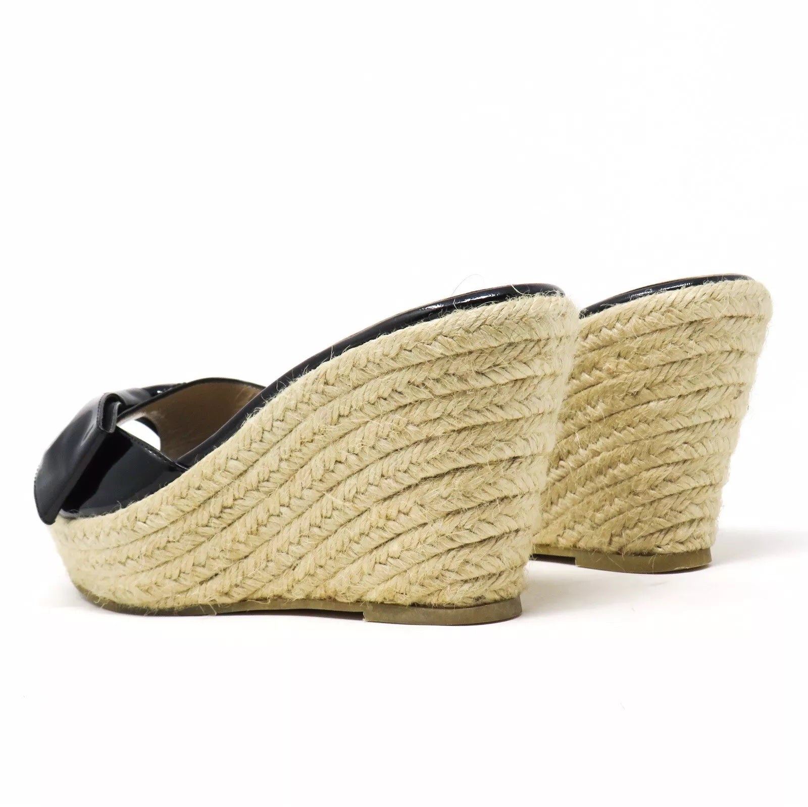 VALENTINO GARAVANI PATENT LEATHER BOW WEDGE ESPADRILLE MULES