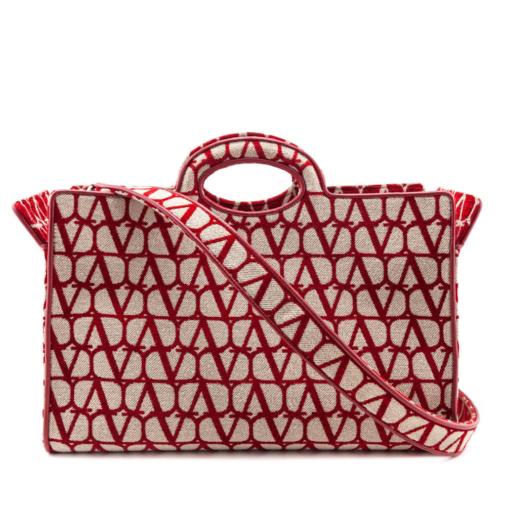 Valentino Beige & Red Le Troisieme Toile Iconographe Tote