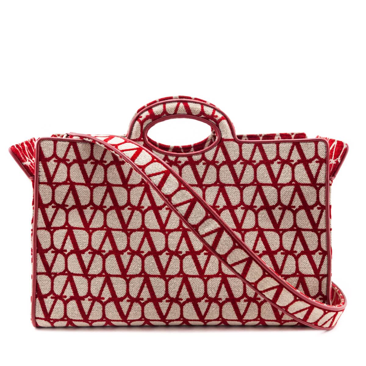 Valentino Beige & Red Le Troisieme Toile Iconographe Tote