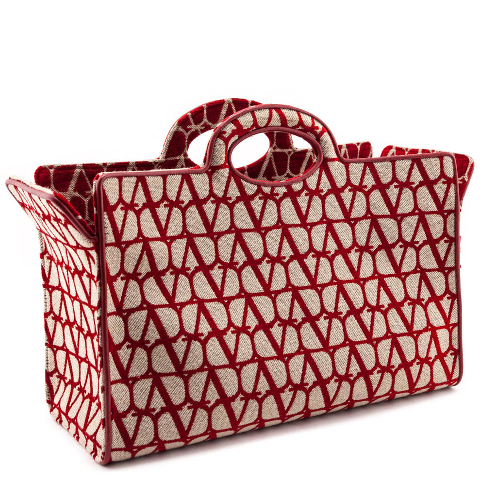 Valentino Beige & Red Le Troisieme Toile Iconographe Tote