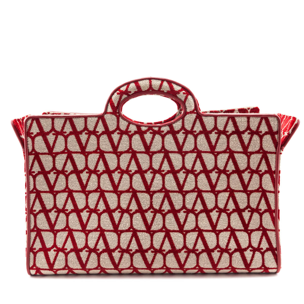 Valentino Beige & Red Le Troisieme Toile Iconographe Tote
