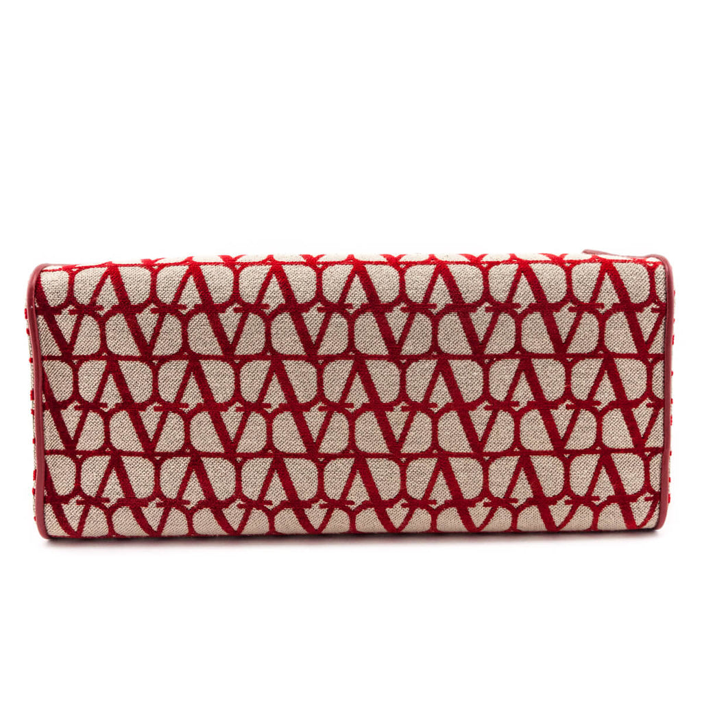 Valentino Beige & Red Le Troisieme Toile Iconographe Tote