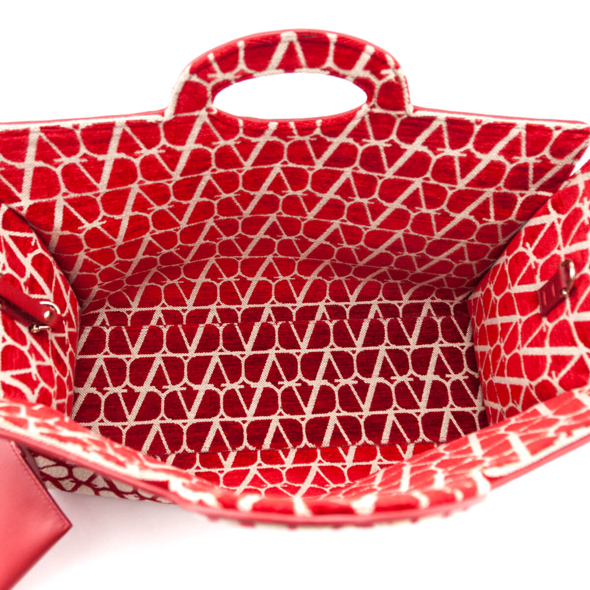 Valentino Beige & Red Le Troisieme Toile Iconographe Tote