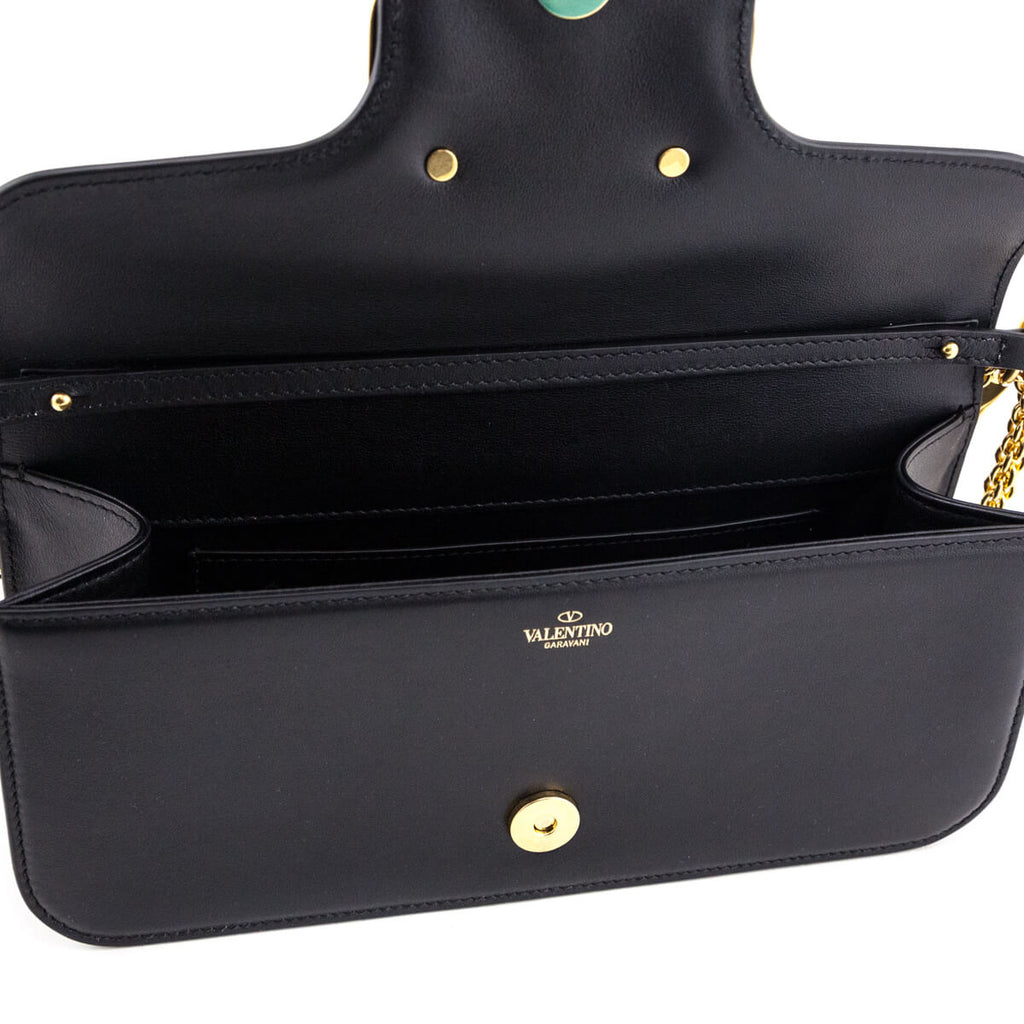 Valentino Black Calfskin Vlogo Loco Shoulder Bag