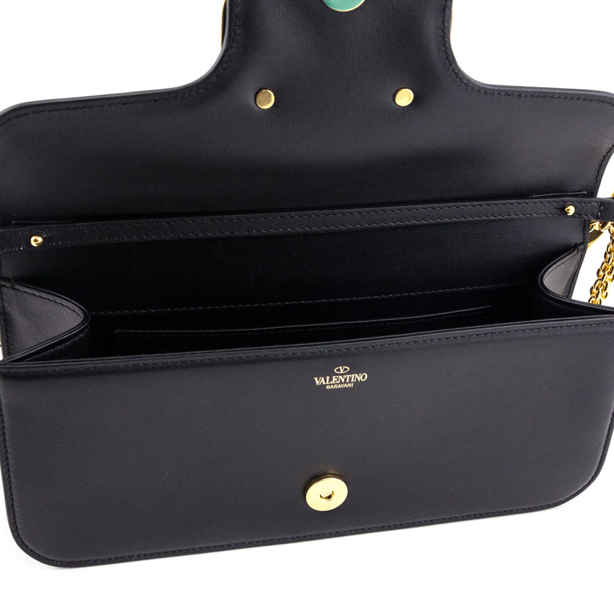 Valentino Black Calfskin Vlogo Loco Shoulder Bag