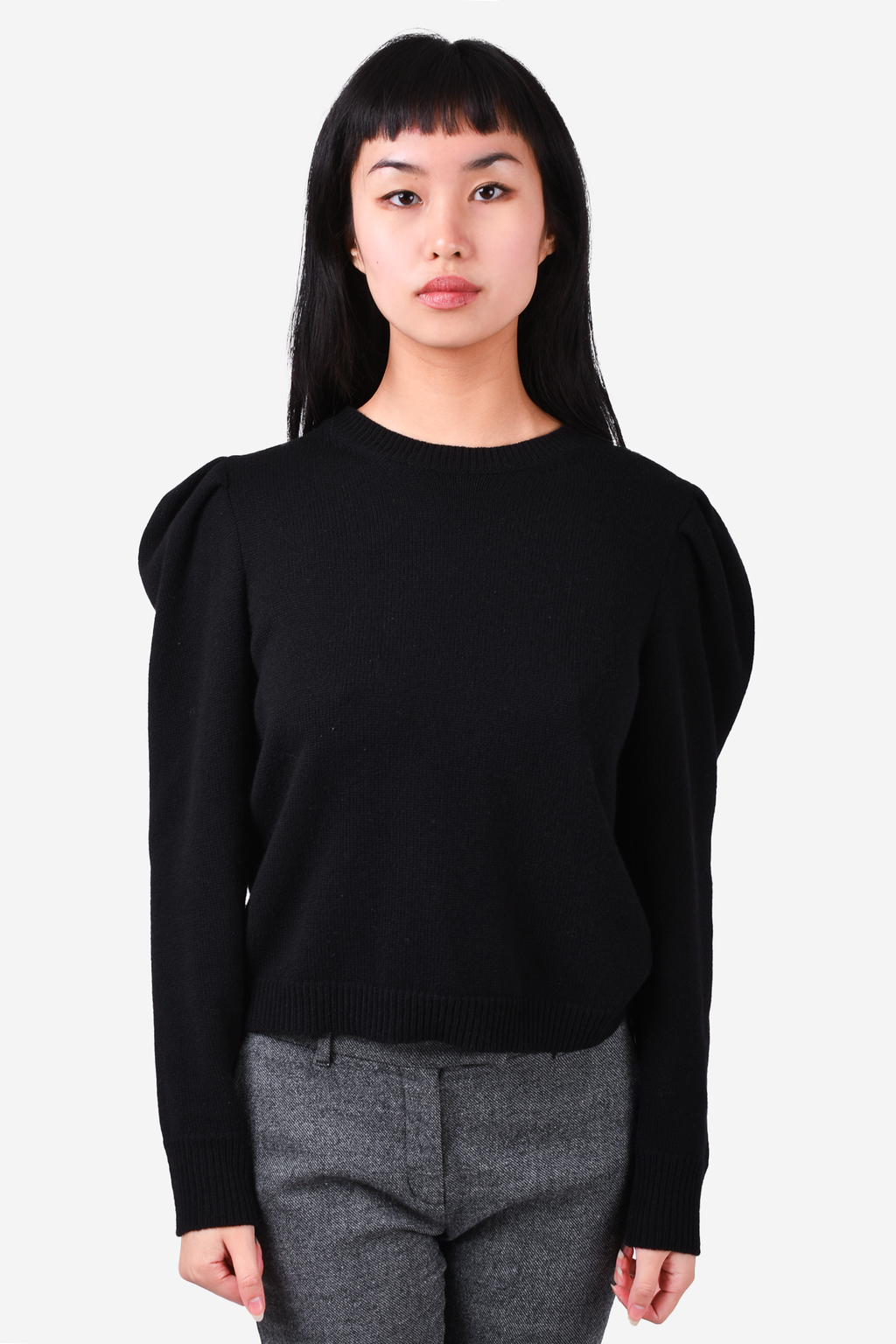 Valentino Black Cashmere Puff Sleeve Sweater Size S