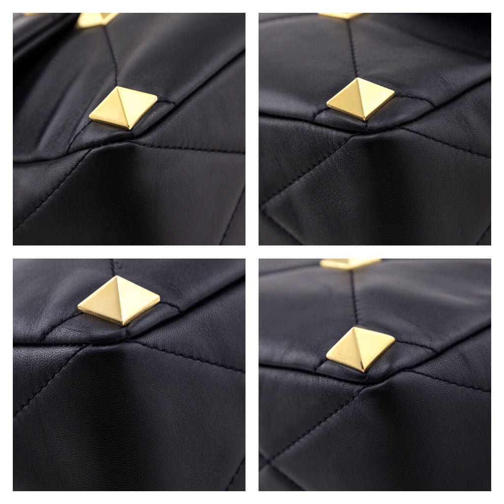 Valentino Black Nappa Large Roman Stud Shoulder Bag
