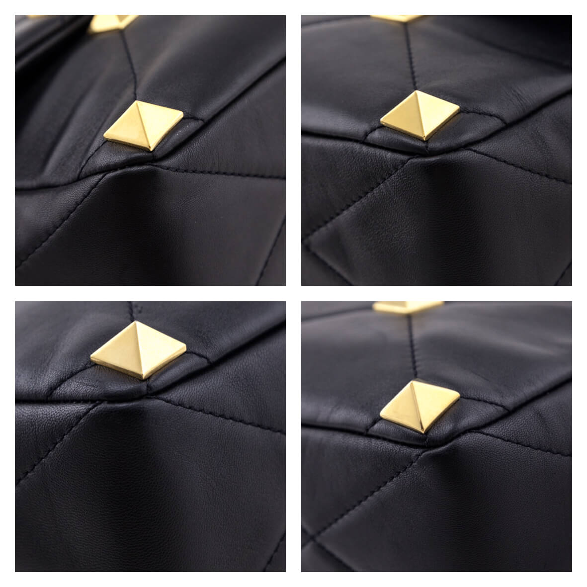 Valentino Black Nappa Large Roman Stud Shoulder Bag