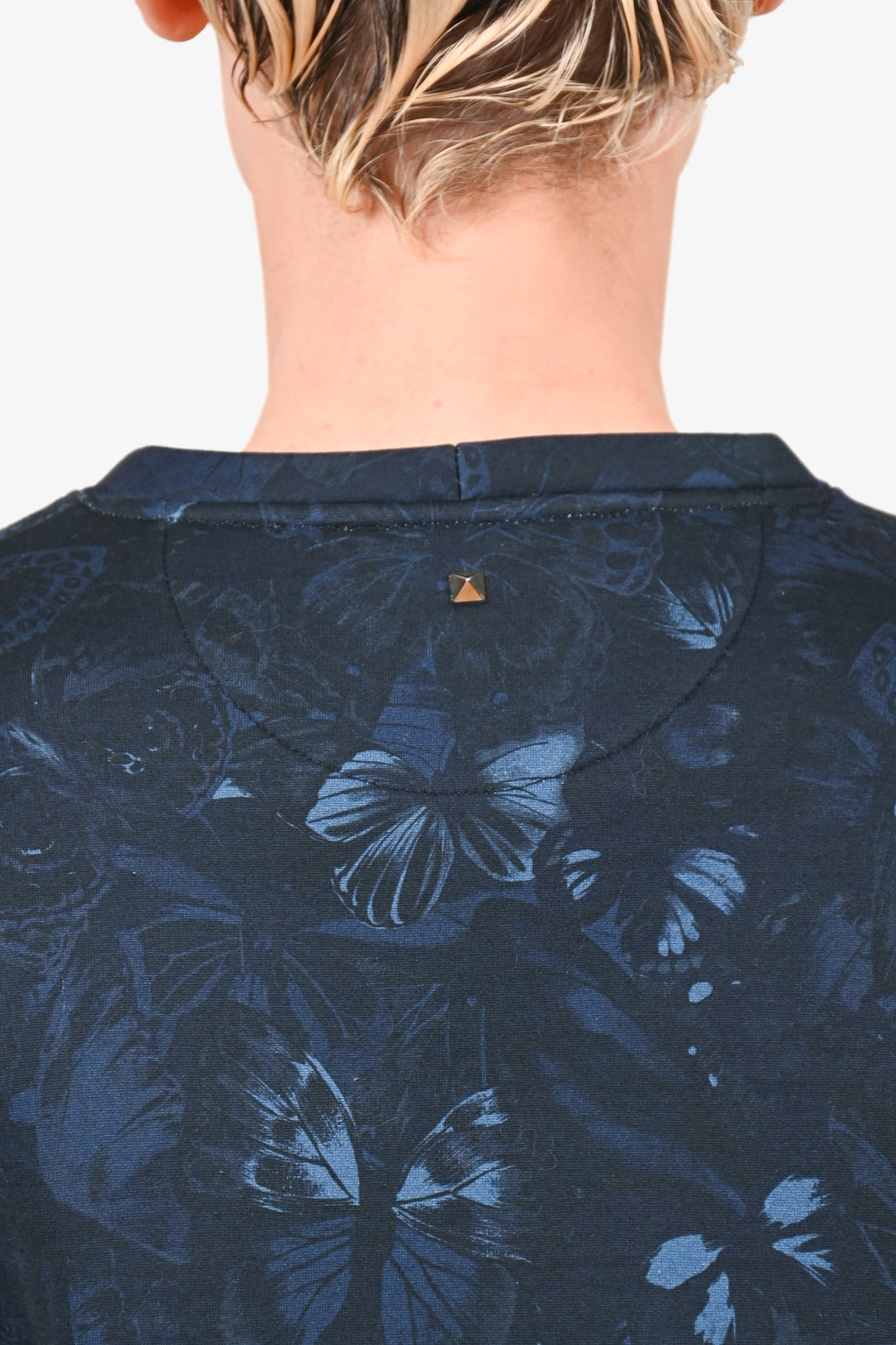 Valentino Navy Cotton Butterfly Graphic Crewneck Sweater Size M