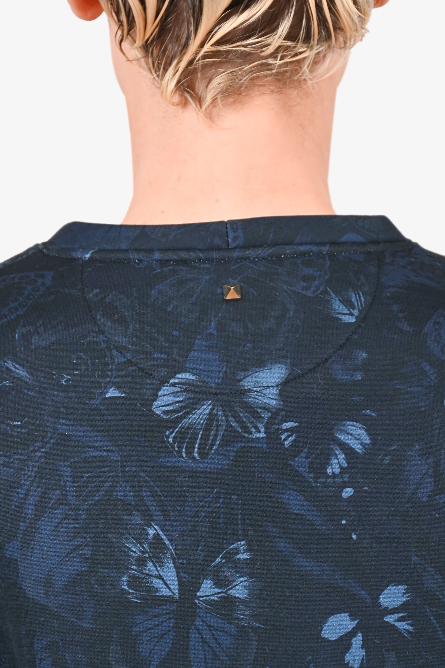 Valentino Navy Cotton Butterfly Graphic Crewneck Sweater Size M