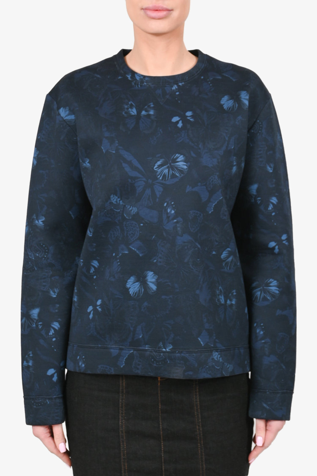 Valentino Navy Cotton Butterfly Graphic Crewneck Sweater Size M
