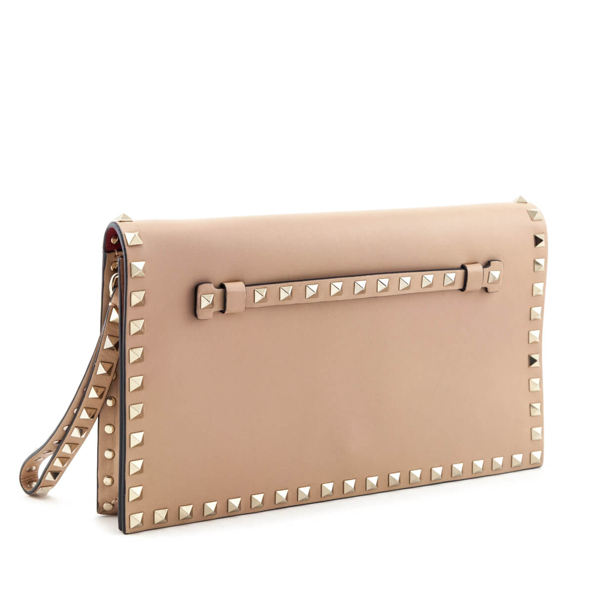 Valentino Poudre Nappa Rockstud Wristlet Clutch