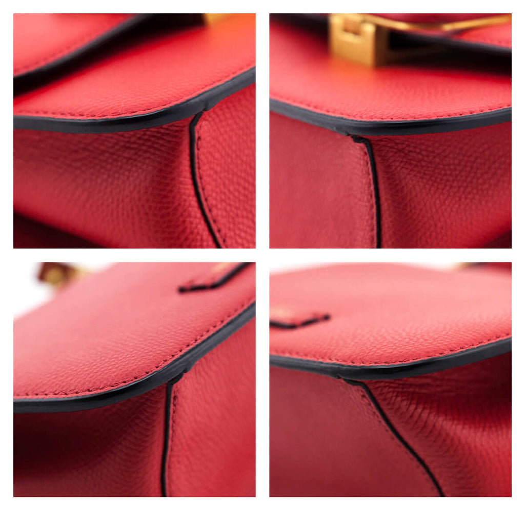 Valentino Rouge Pur Cerise Grainy Calfskin Small VSling Crossbody Bag