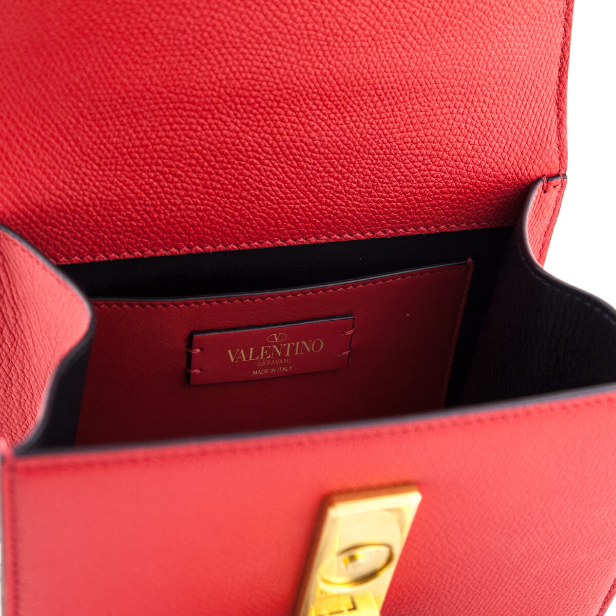Valentino Rouge Pur Cerise Grainy Calfskin Small VSling Crossbody Bag