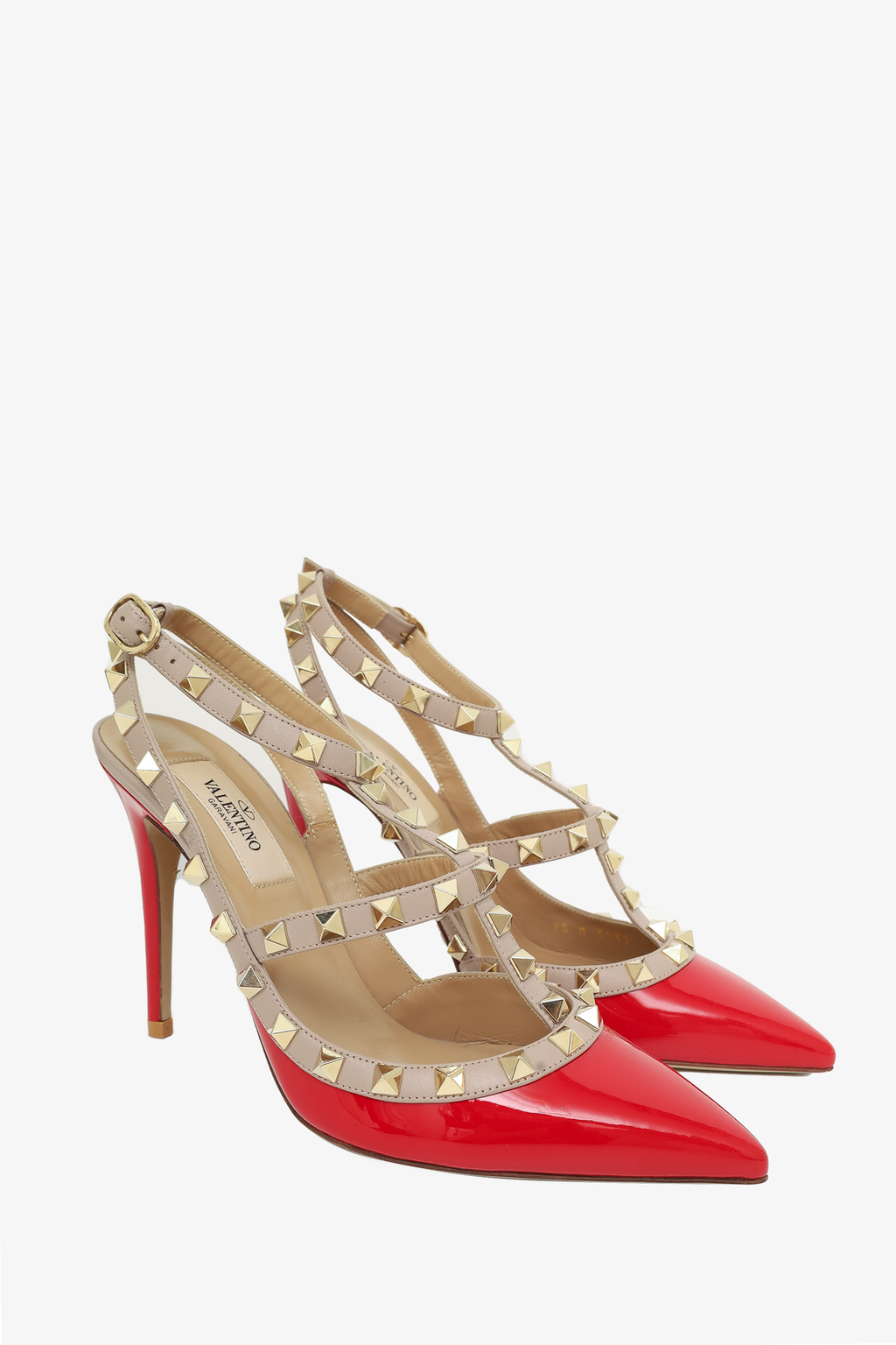 Valentino Red Patent Leather Rockstud Cage Heels Size 37