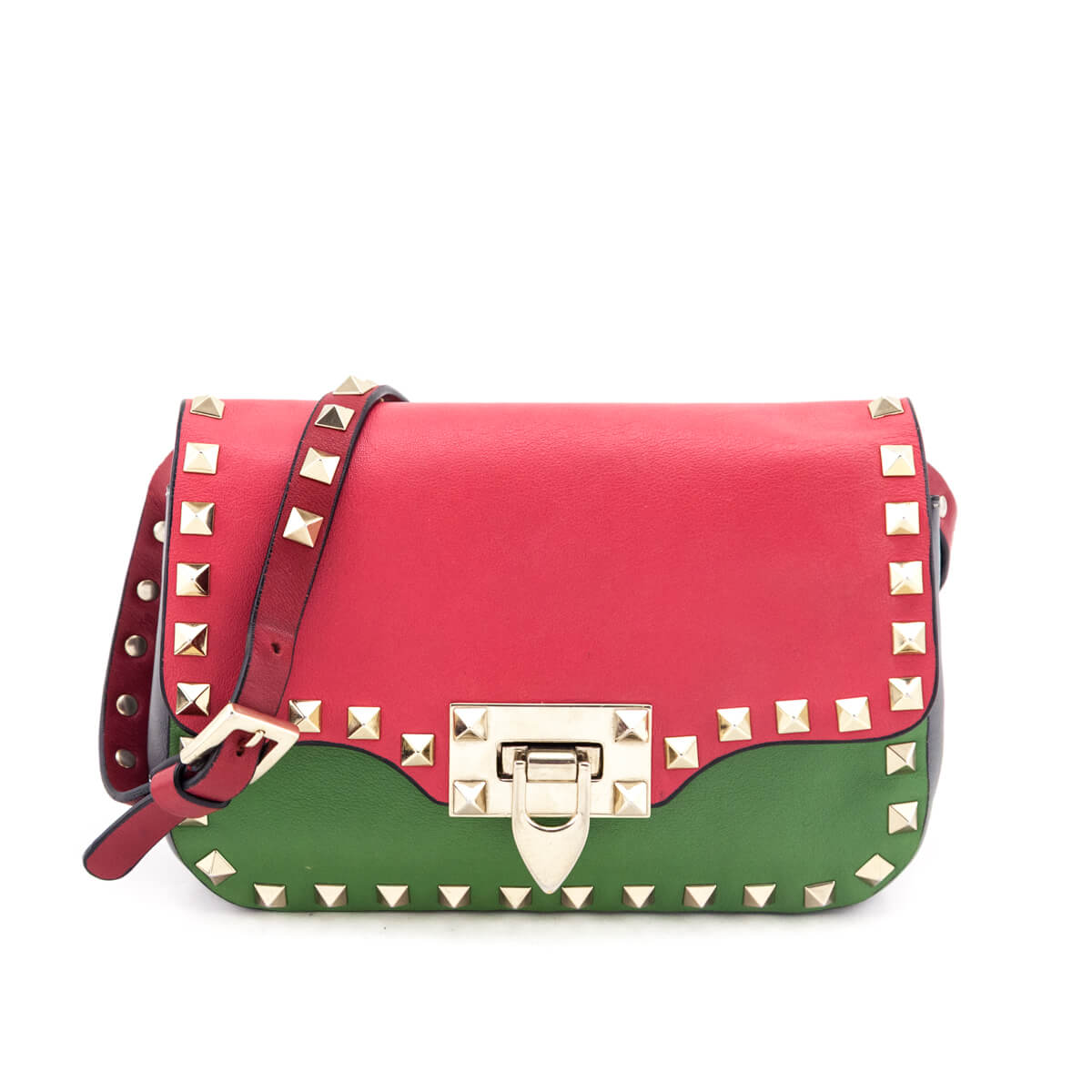 Valentino Tri-Color Vitello Mini Rockstud Flip Lock Crossbody Bag
