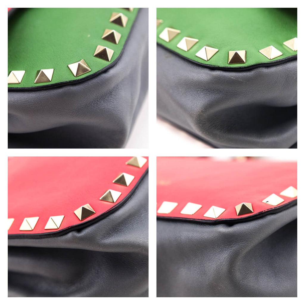 Valentino Tri-Color Vitello Mini Rockstud Flip Lock Crossbody Bag
