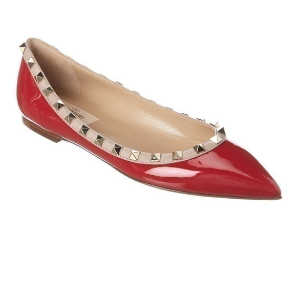 VALENTINO PATENT LEATHER ROCKSTUD BALLET FLATS