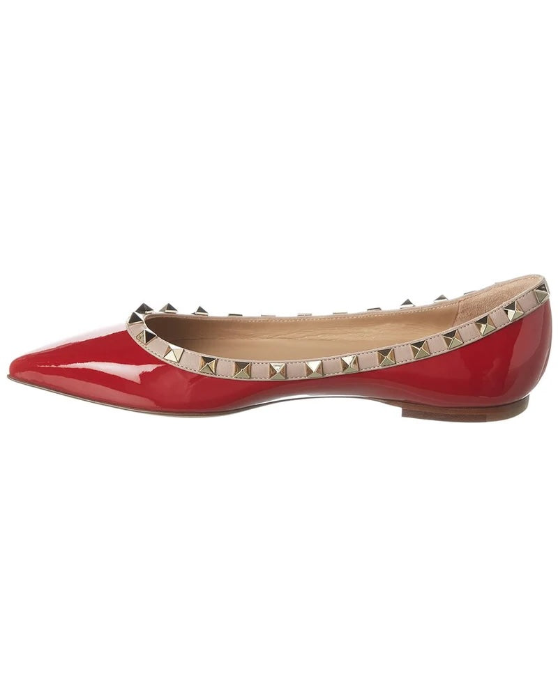 VALENTINO PATENT LEATHER ROCKSTUD BALLET FLATS
