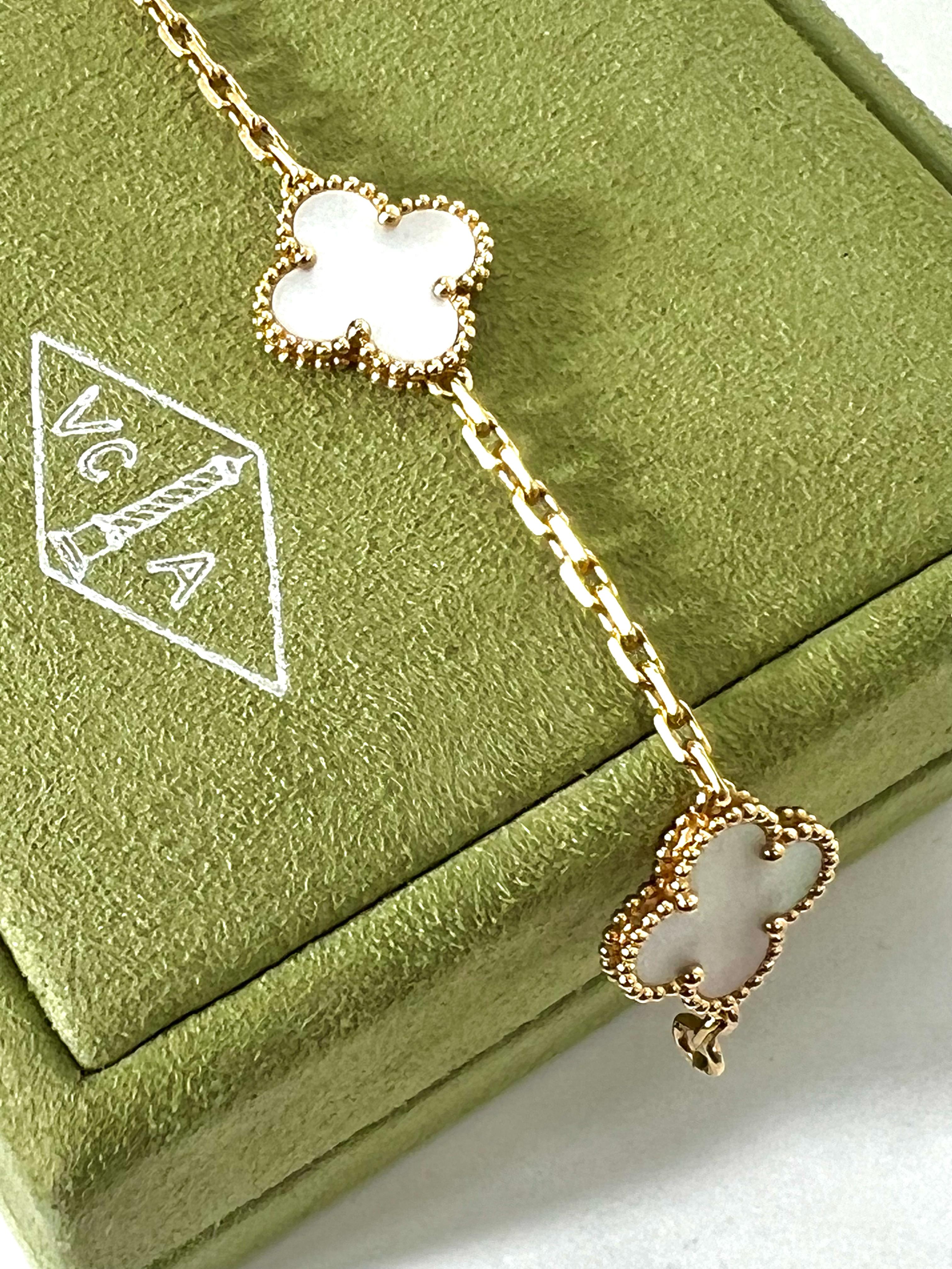 VAN CLEEF & ARPELS 18K GOLD 5 MOTIFS MOP ALHAMBRA BRACELET