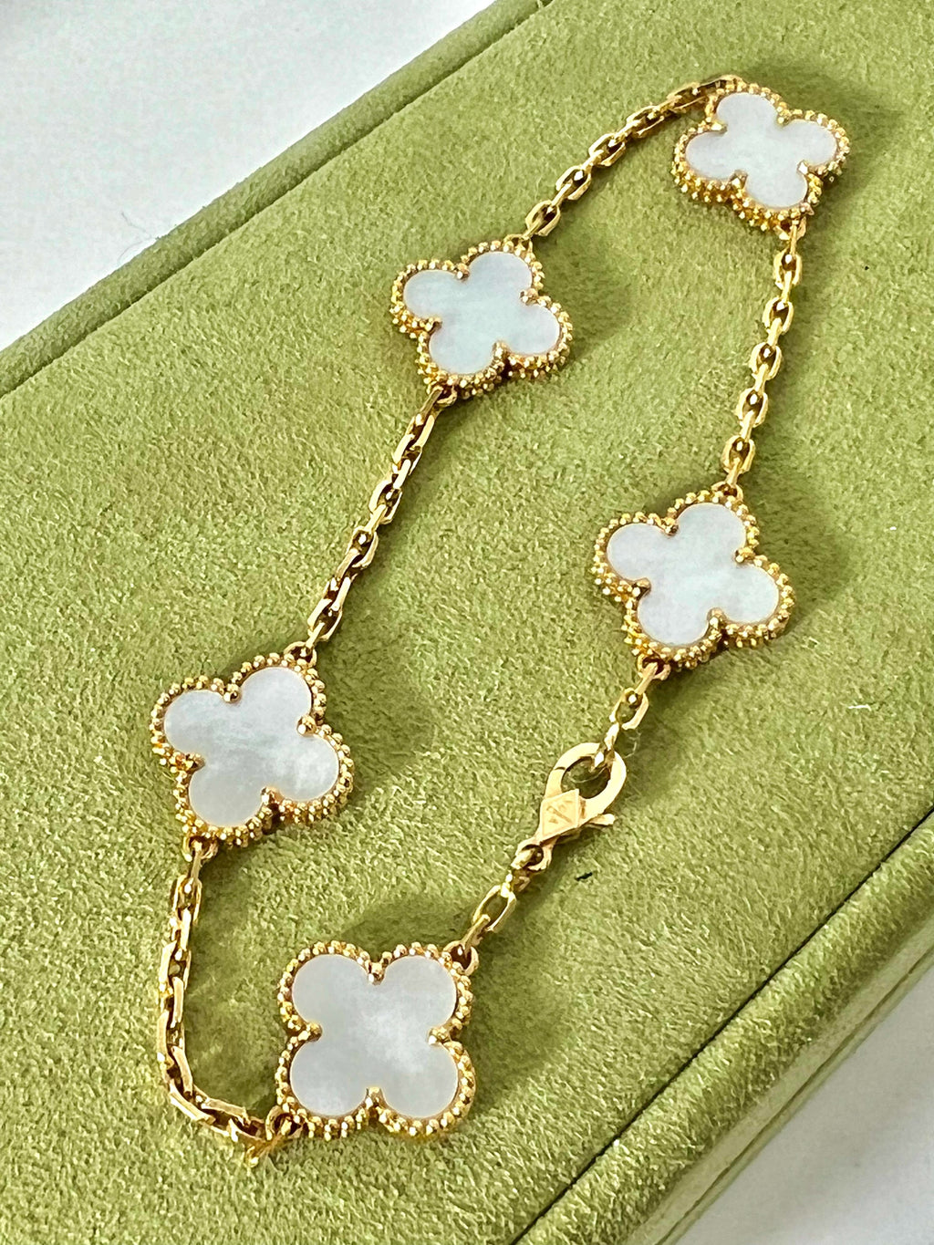 VAN CLEEF & ARPELS 18K GOLD 5 MOTIFS MOP ALHAMBRA BRACELET