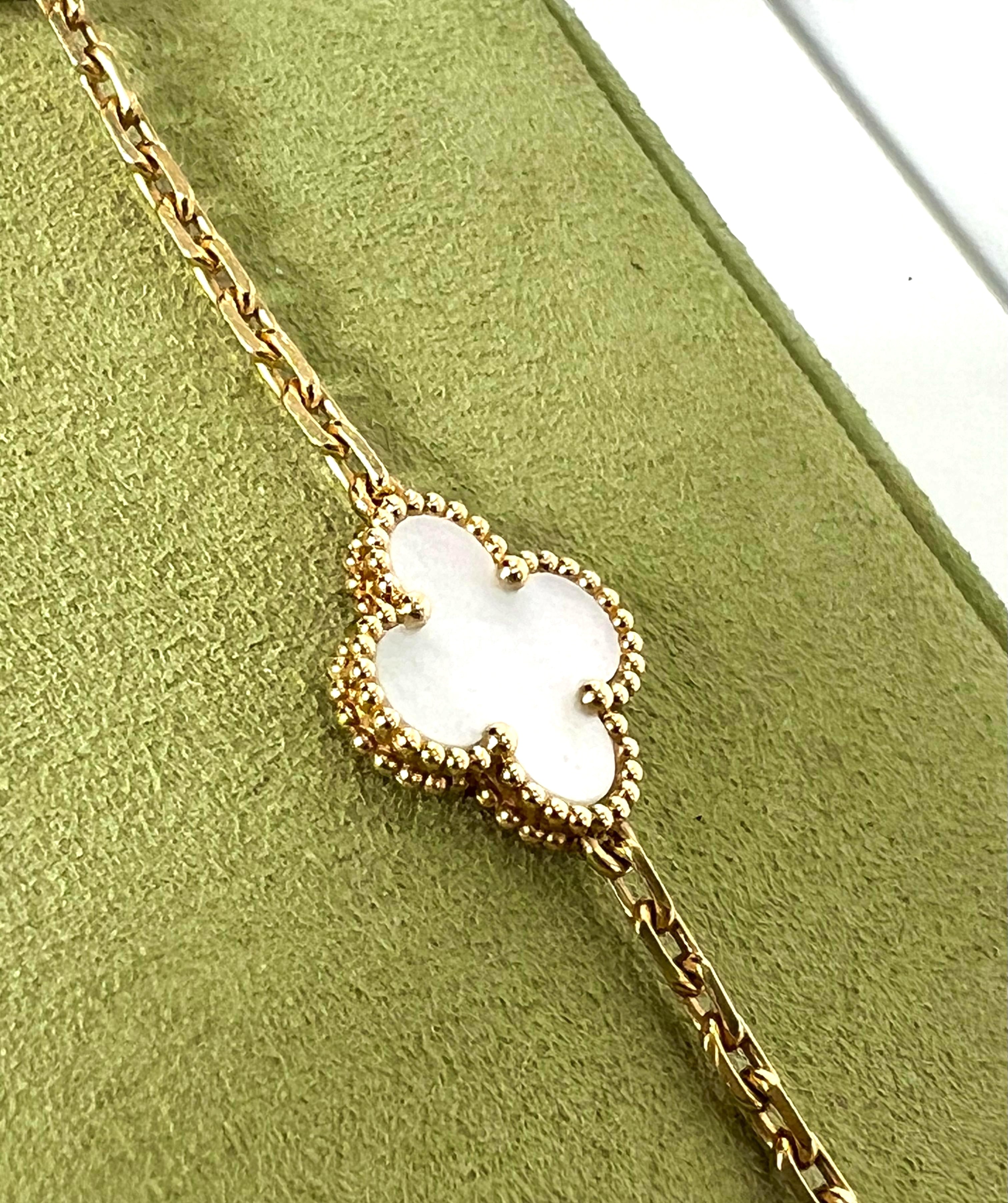VAN CLEEF & ARPELS 18K GOLD 5 MOTIFS MOP ALHAMBRA BRACELET