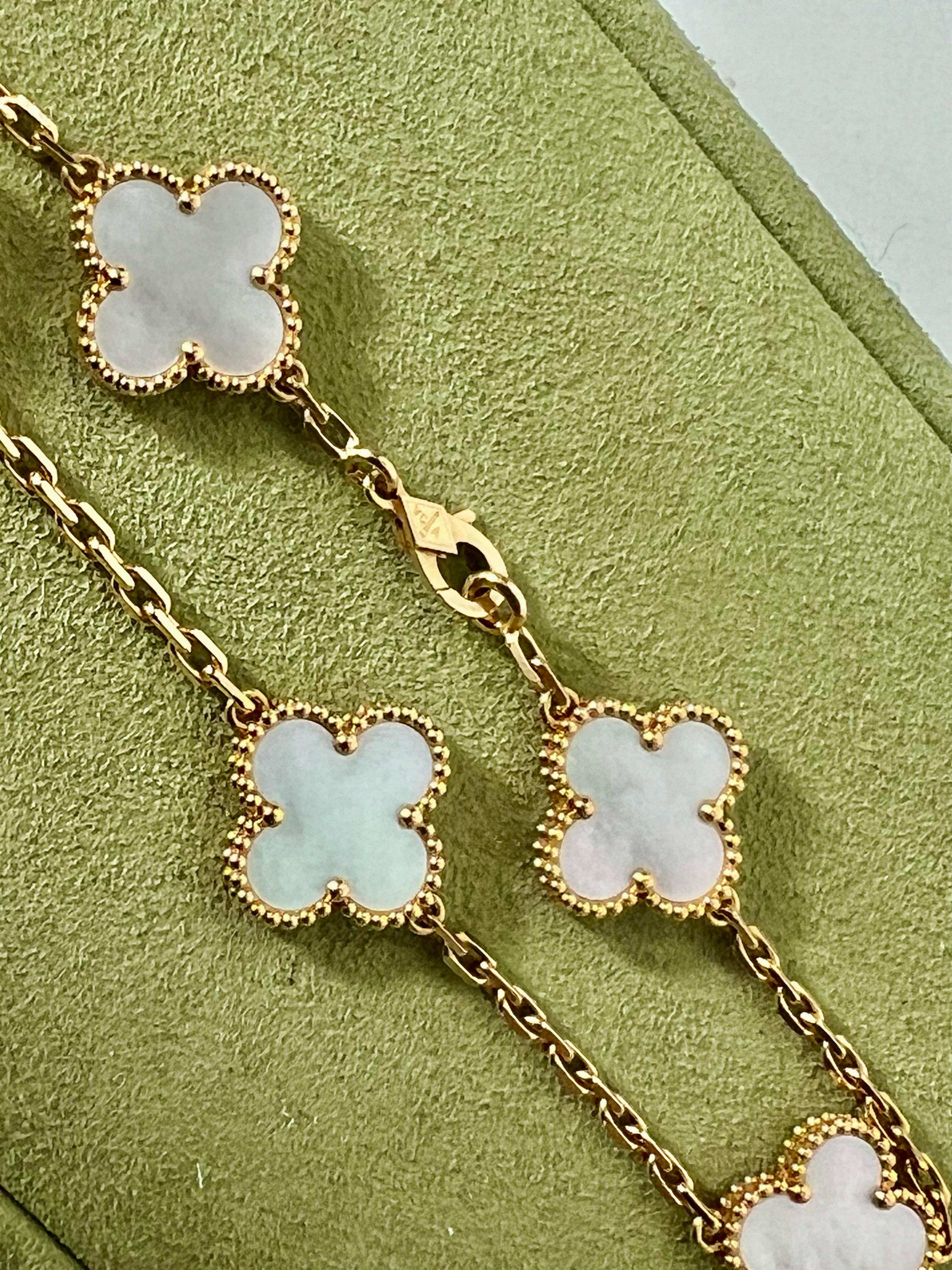 VAN CLEEF & ARPELS 18K GOLD 5 MOTIFS MOP ALHAMBRA BRACELET
