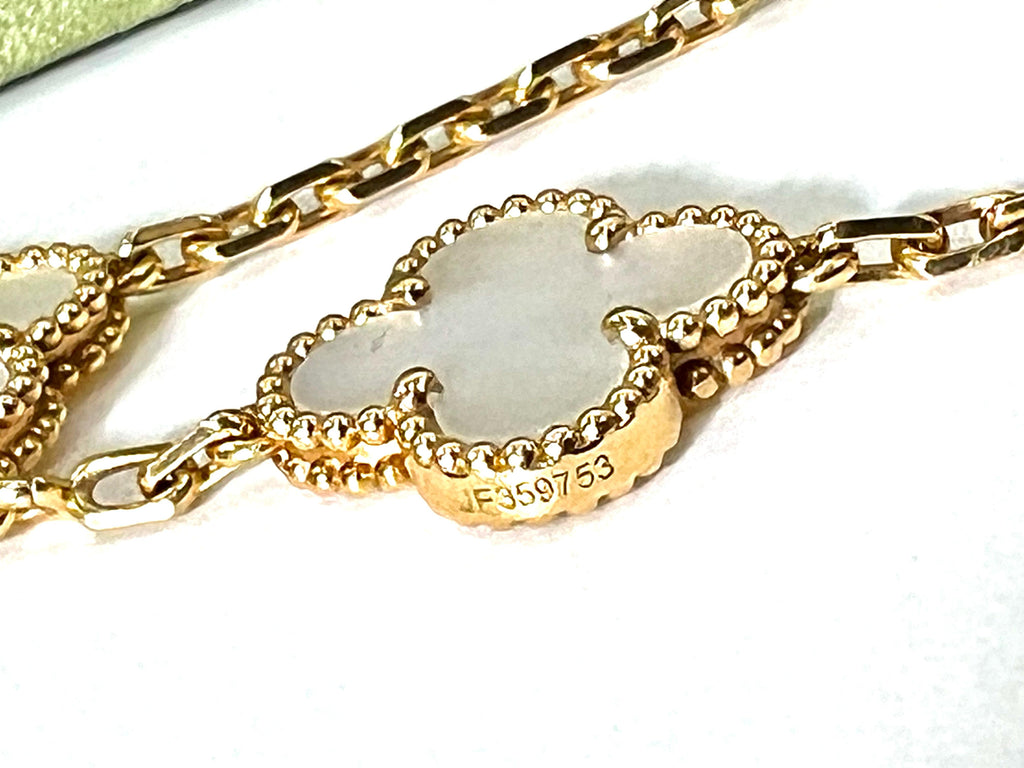 VAN CLEEF & ARPELS 18K GOLD 5 MOTIFS MOP ALHAMBRA BRACELET