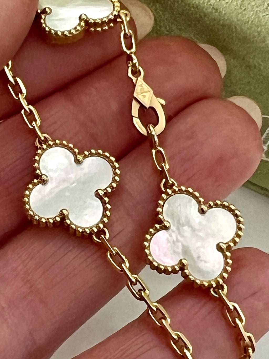 VAN CLEEF & ARPELS 18K GOLD 5 MOTIFS MOP ALHAMBRA BRACELET