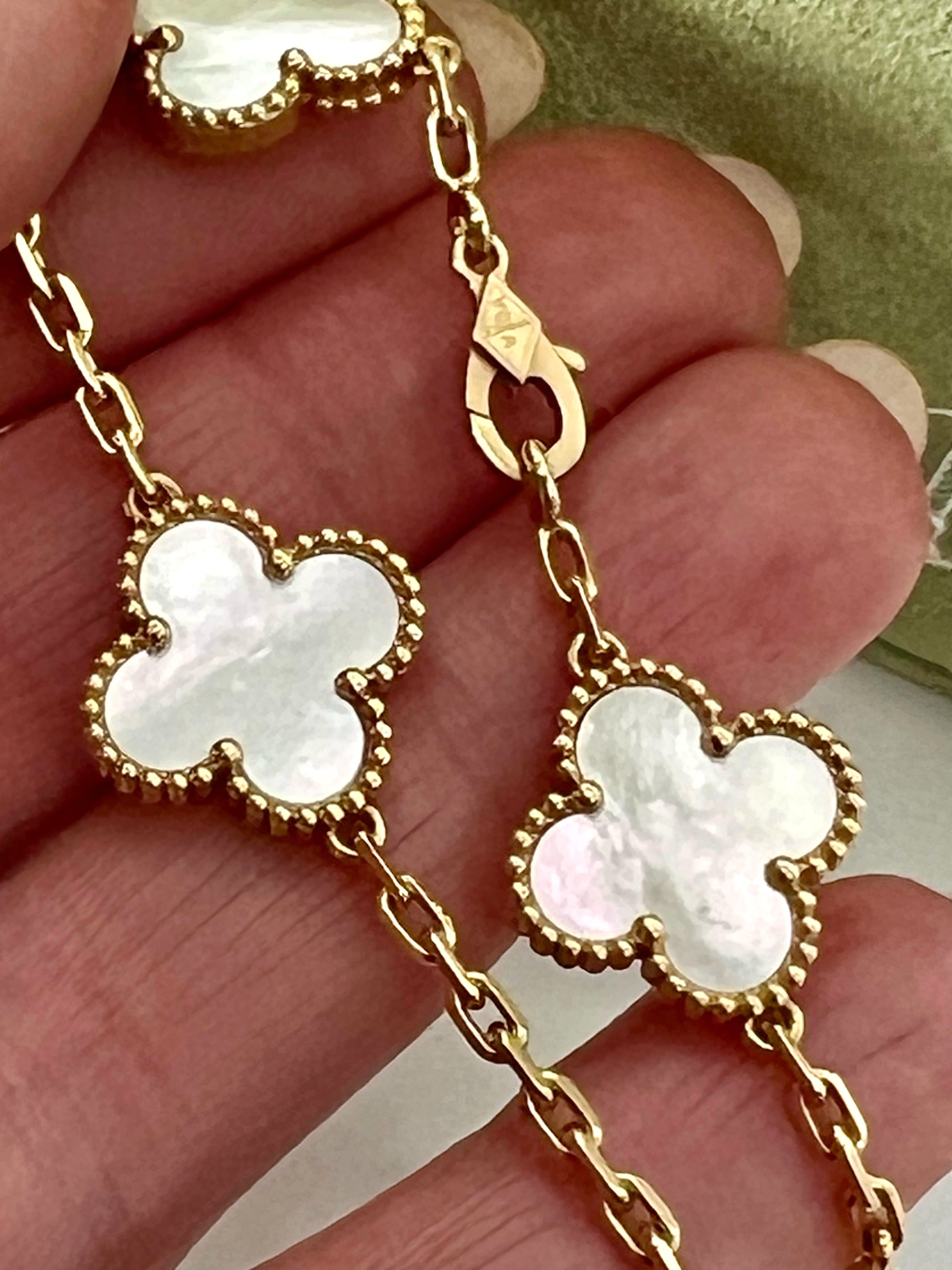 VAN CLEEF & ARPELS 18K GOLD 5 MOTIFS MOP ALHAMBRA BRACELET