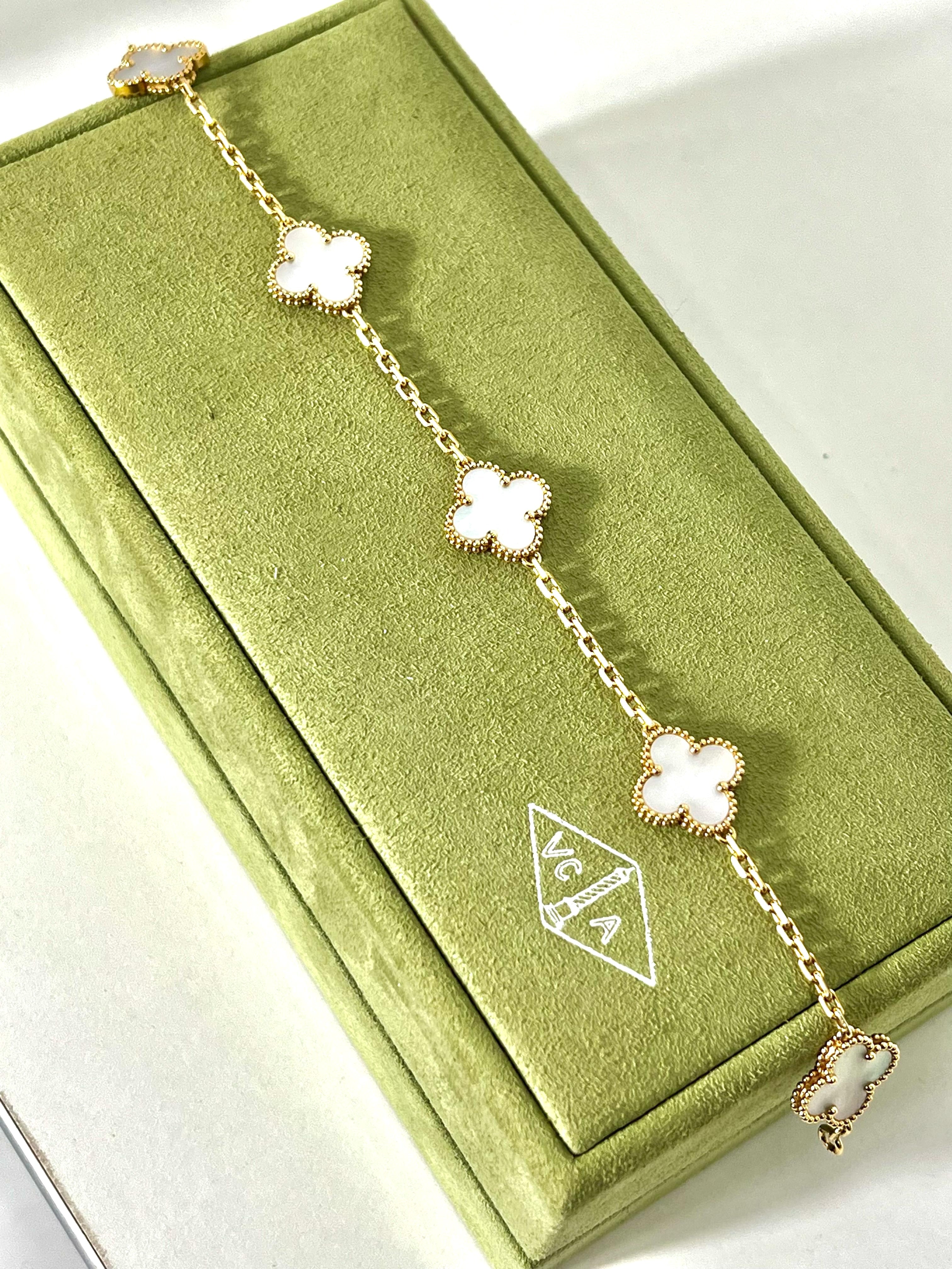 VAN CLEEF & ARPELS 18K GOLD 5 MOTIFS MOP ALHAMBRA BRACELET