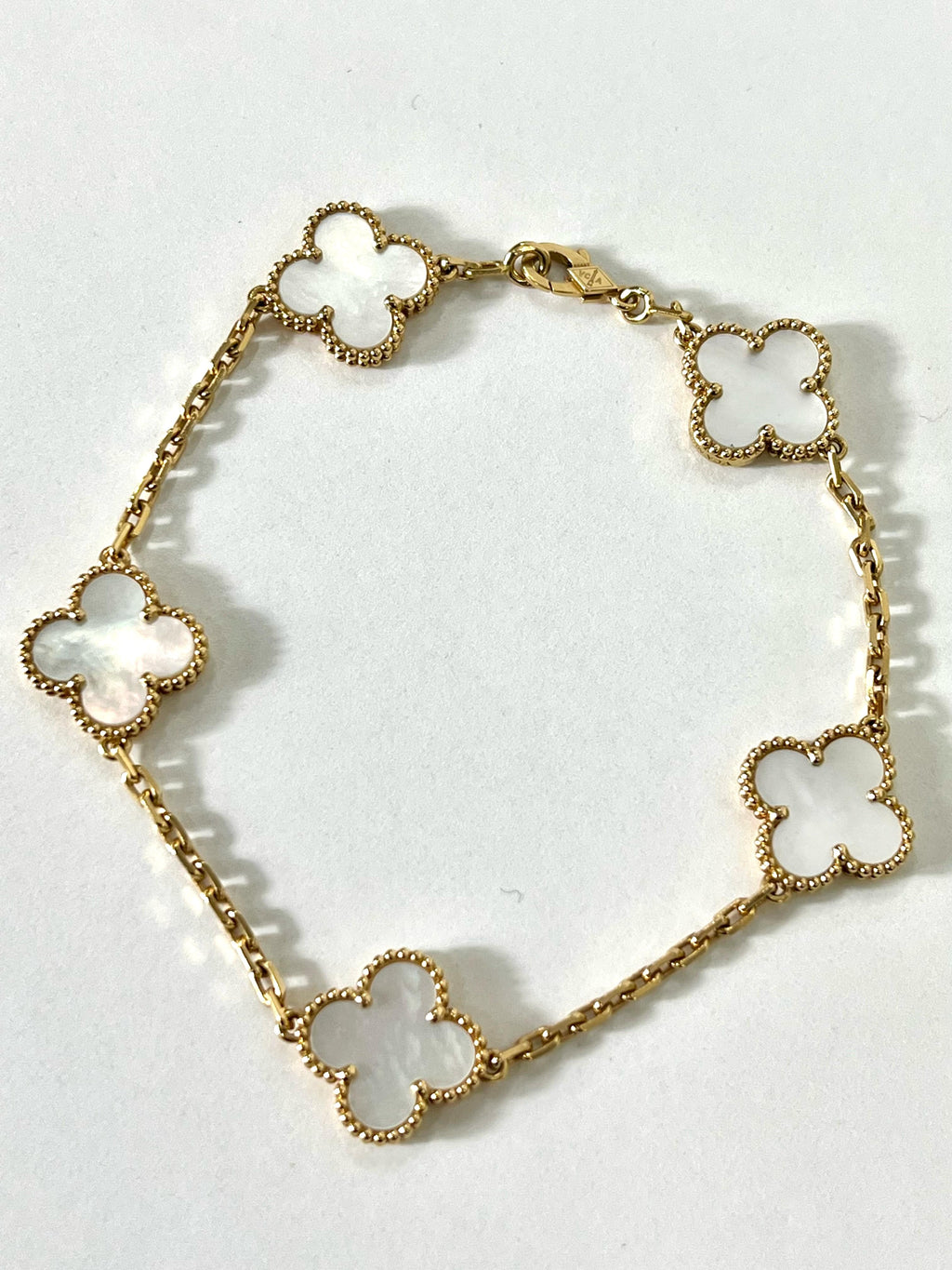 VAN CLEEF & ARPELS 18K GOLD 5 MOTIFS MOP ALHAMBRA BRACELET