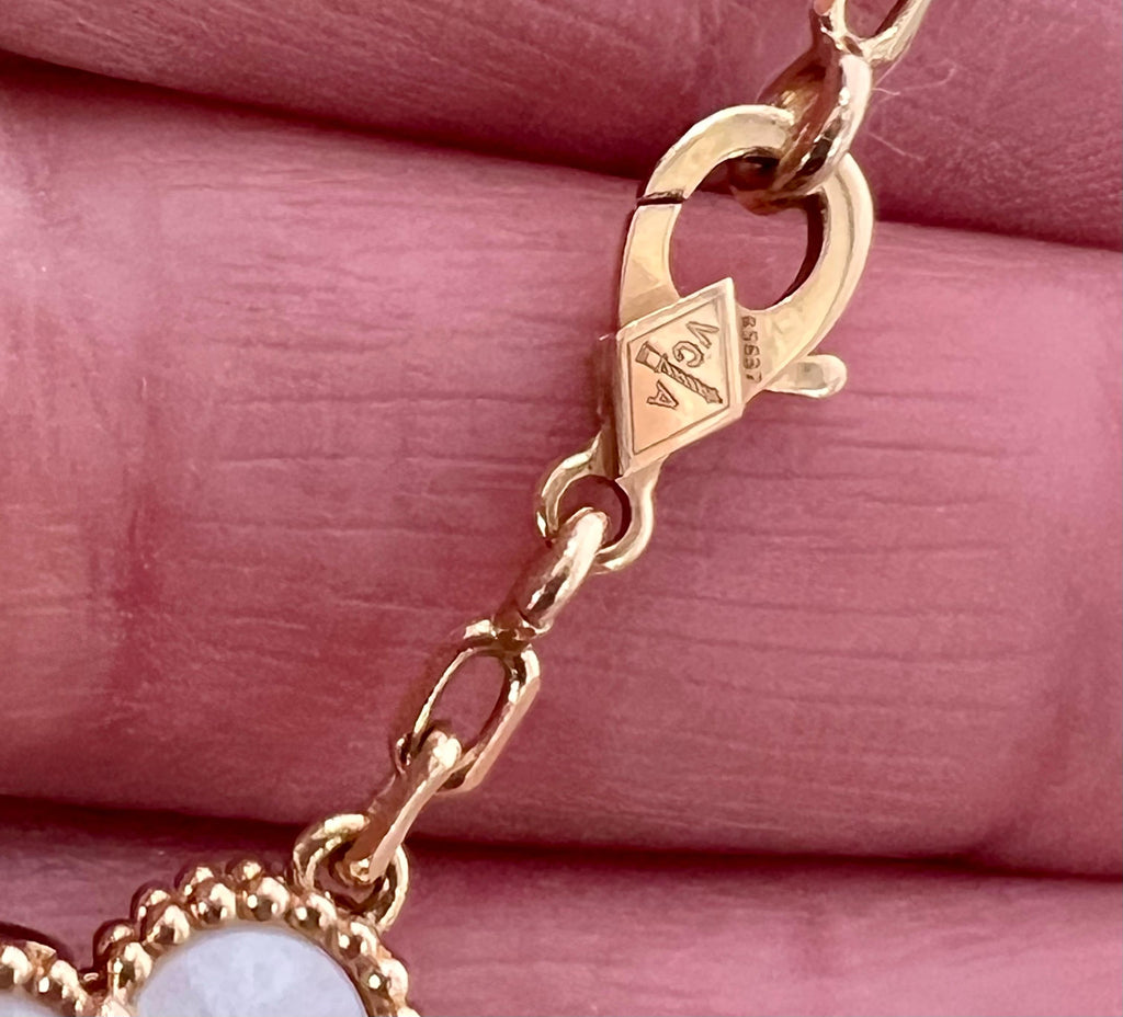 VAN CLEEF & ARPELS 18K GOLD 5 MOTIFS MOP ALHAMBRA BRACELET