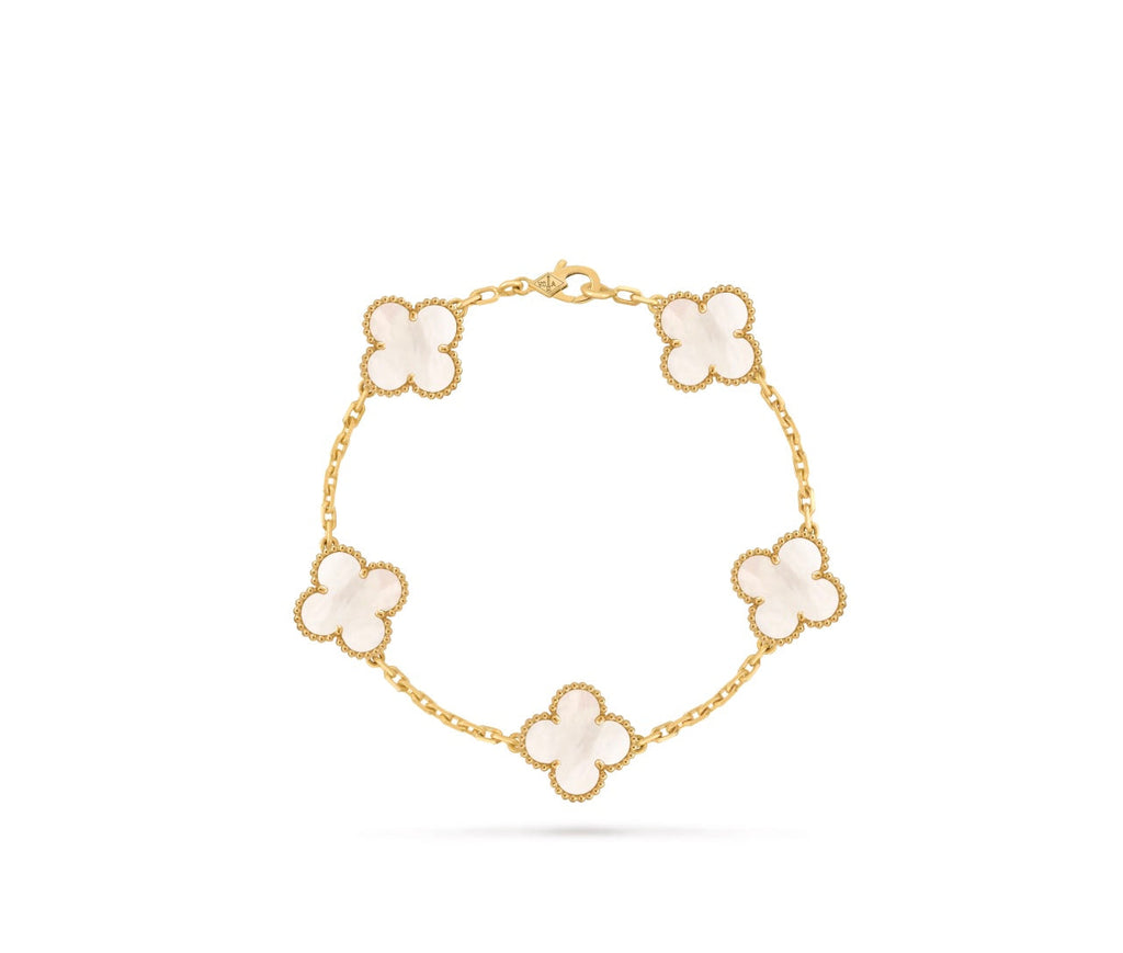 VAN CLEEF & ARPELS 18K GOLD 5 MOTIFS MOP ALHAMBRA BRACELET