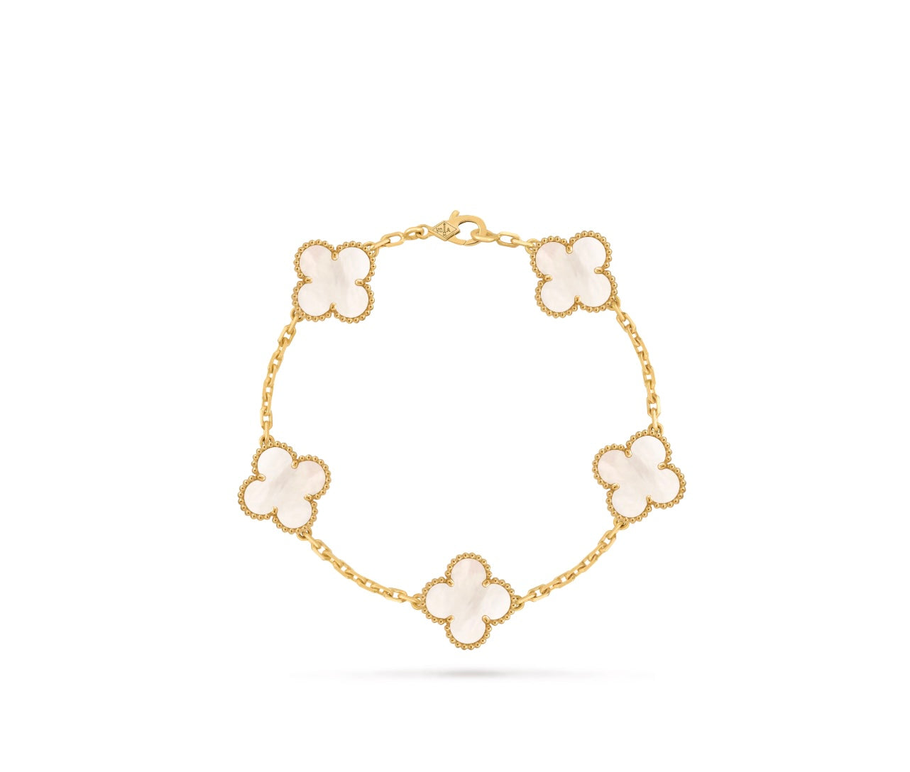 VAN CLEEF & ARPELS 18K GOLD 5 MOTIFS MOP ALHAMBRA BRACELET