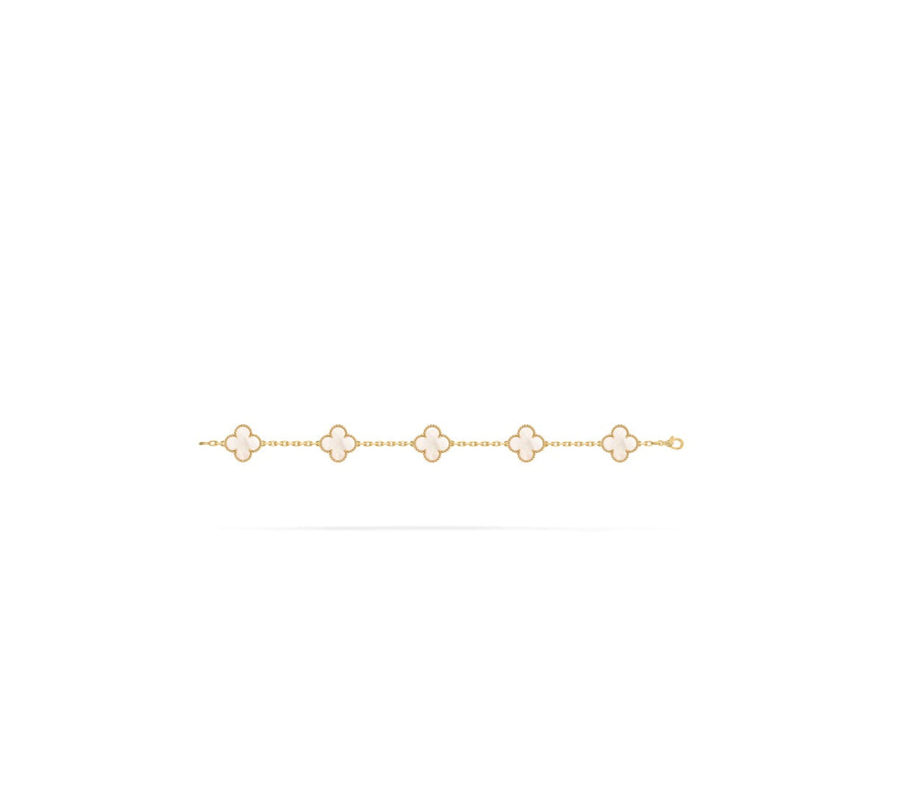 VAN CLEEF & ARPELS 18K GOLD 5 MOTIFS MOP ALHAMBRA BRACELET