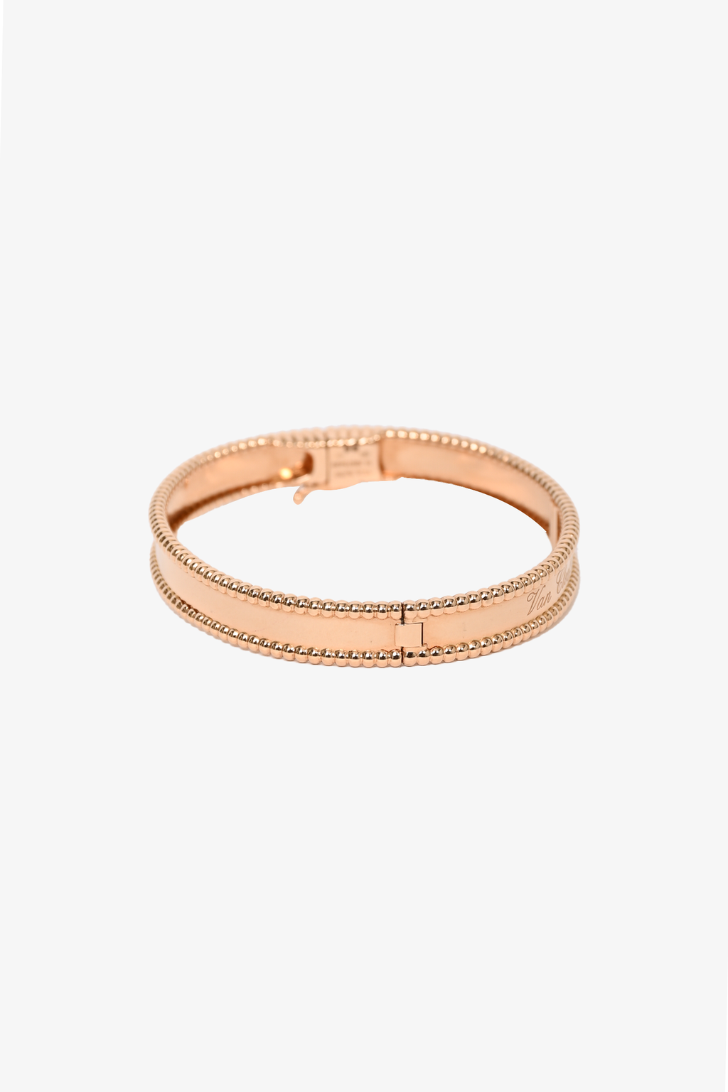 Van Cleef & Arpels 18K Rose Gold Perlee Signature Medium Model Bracelet 17mm