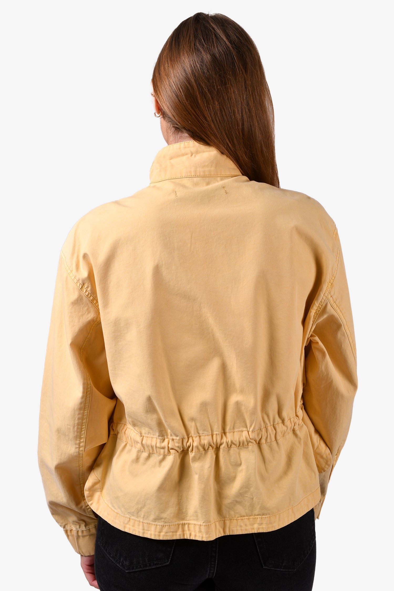 Veronica Beard Jeans Yellow Cotton 'Roz' Drawstring/Zip Jacket Size L