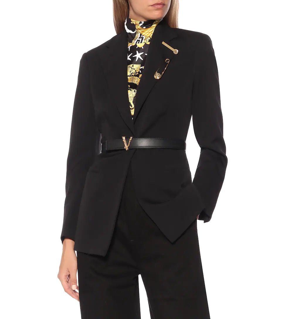 VERSACE VIRTUS LEATHER BUCKLE BELT