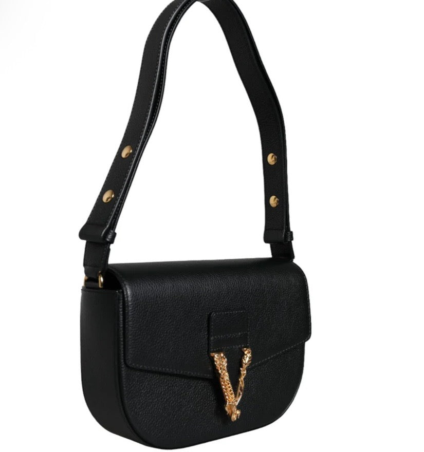 VESACE VIRTUS CALFSKIN LEATHER SHOULDER BAG