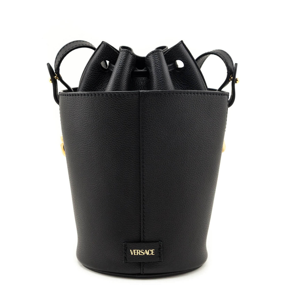 Versace Black Calfskin La Medusa Chain Bucket Bag