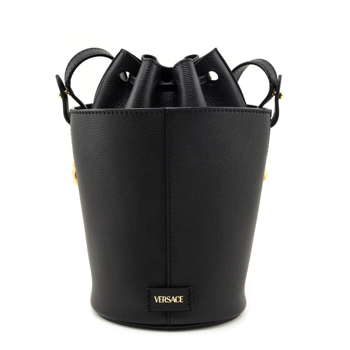 Versace Black Calfskin La Medusa Chain Bucket Bag